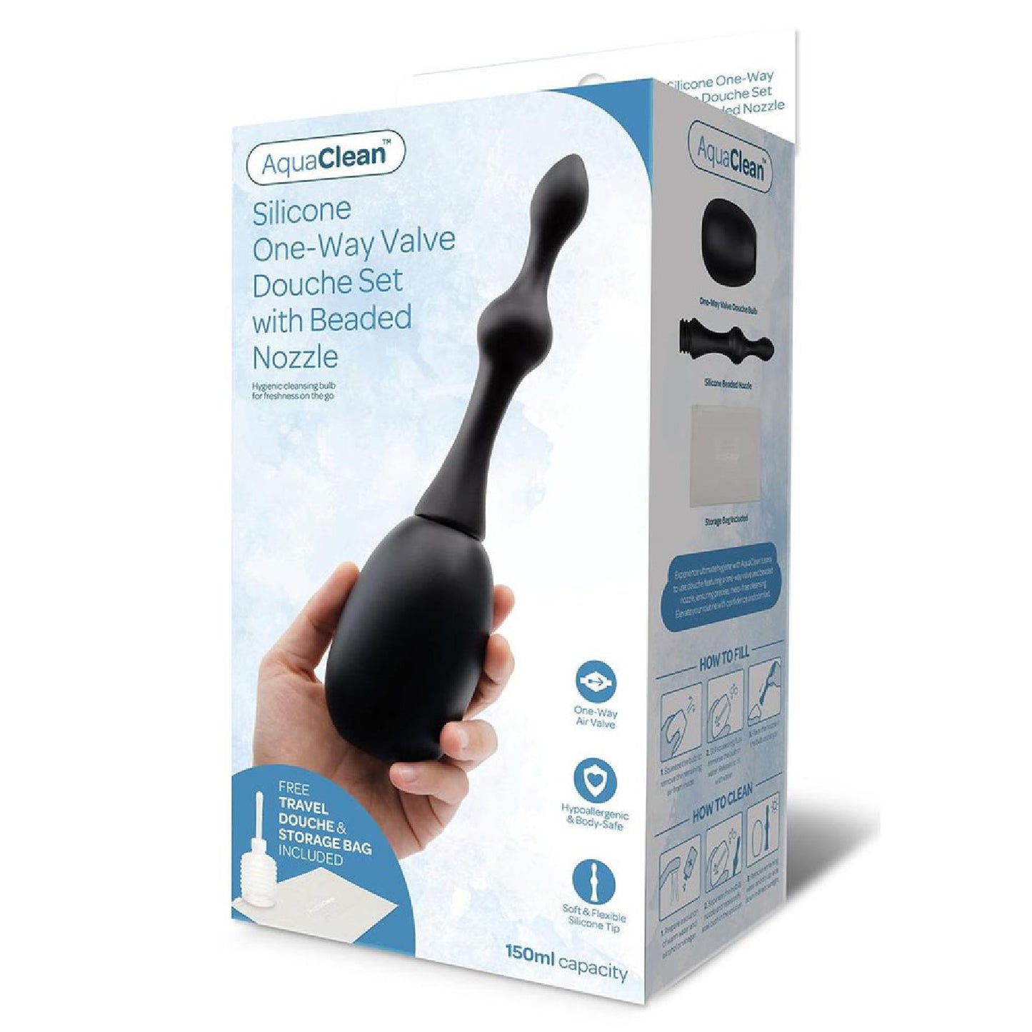 AquaClean Silicone 1-Way Valve Douche Set with Beaded Nozzle - online sex shop Australia | Bullet Vibrators in Australia