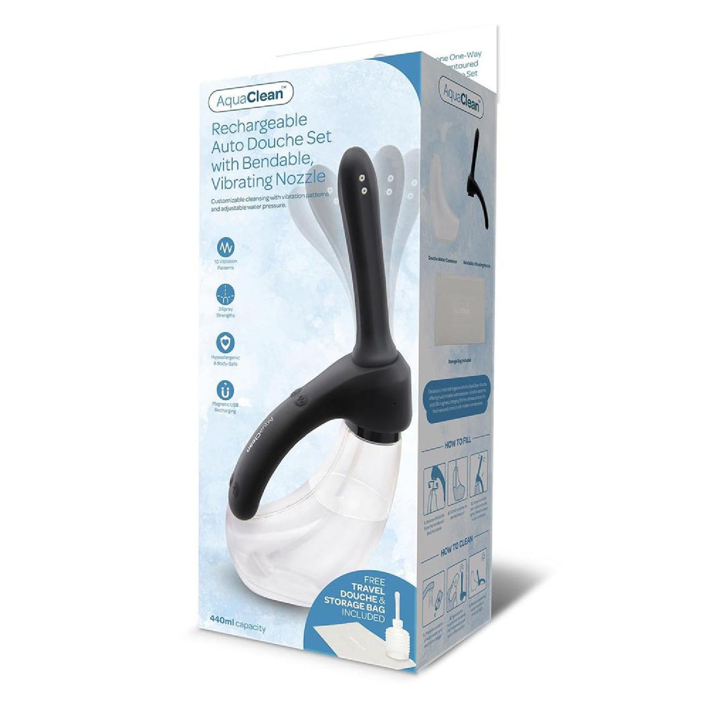 AquaClean Rechargeable Auto Douche Set with Bendable Vibrating Nozzle - Adult Store Australia | Buy Sex Toys In Australia