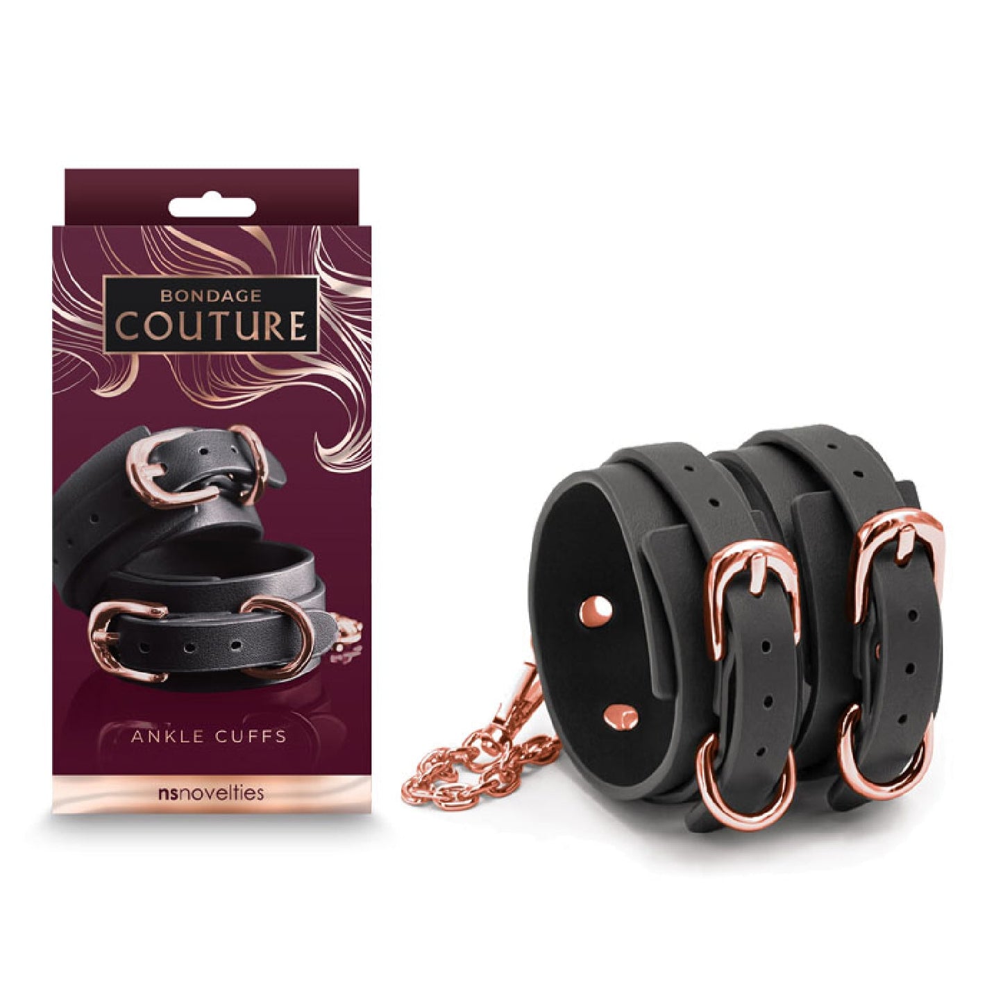 Bondage Couture Ankle Cuffs - Black - online sex shop Australia |