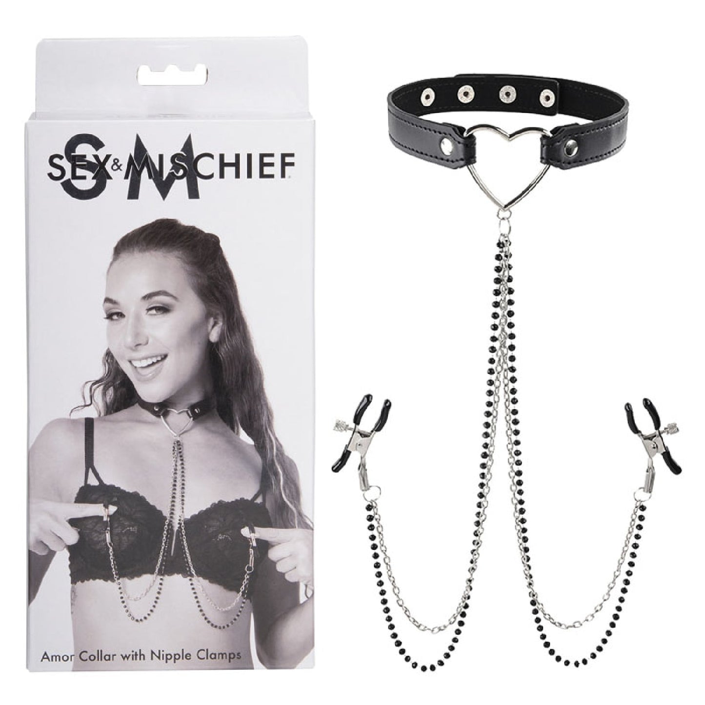 Sex & Mischief Amor Collar with Nipple Clamps - sex kits sets Aus