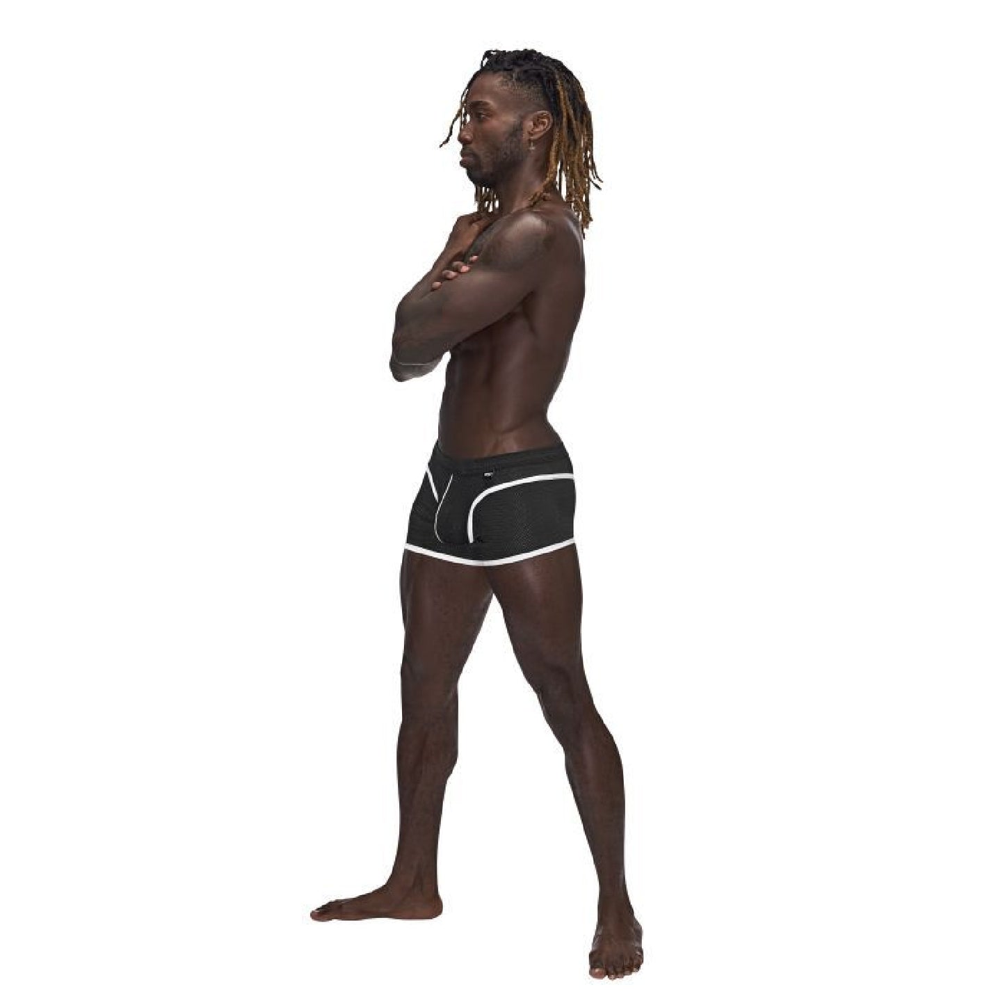 Male Power Sport Mesh Mini Short Black