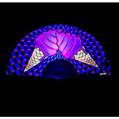 Ice Scream You Scream Blacklight Folding Fan