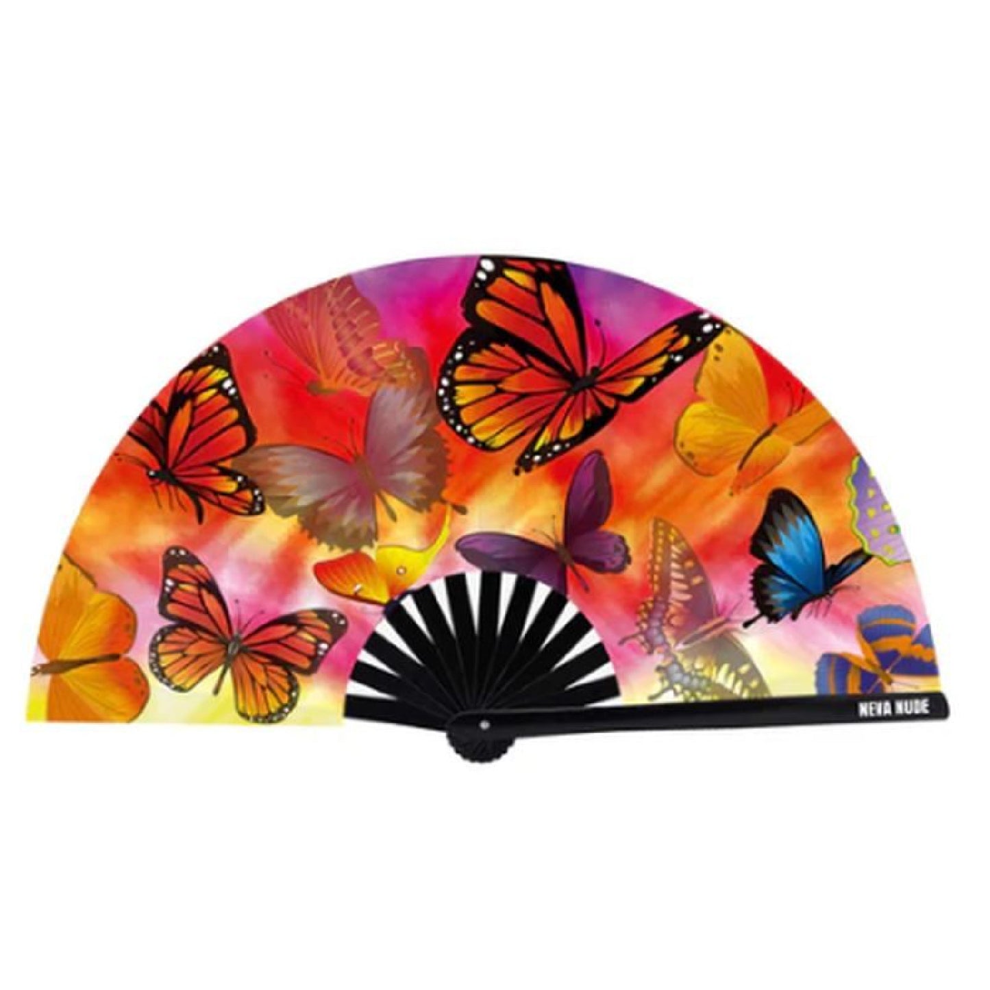 Butterfly Garden Blacklight Folding Fan
