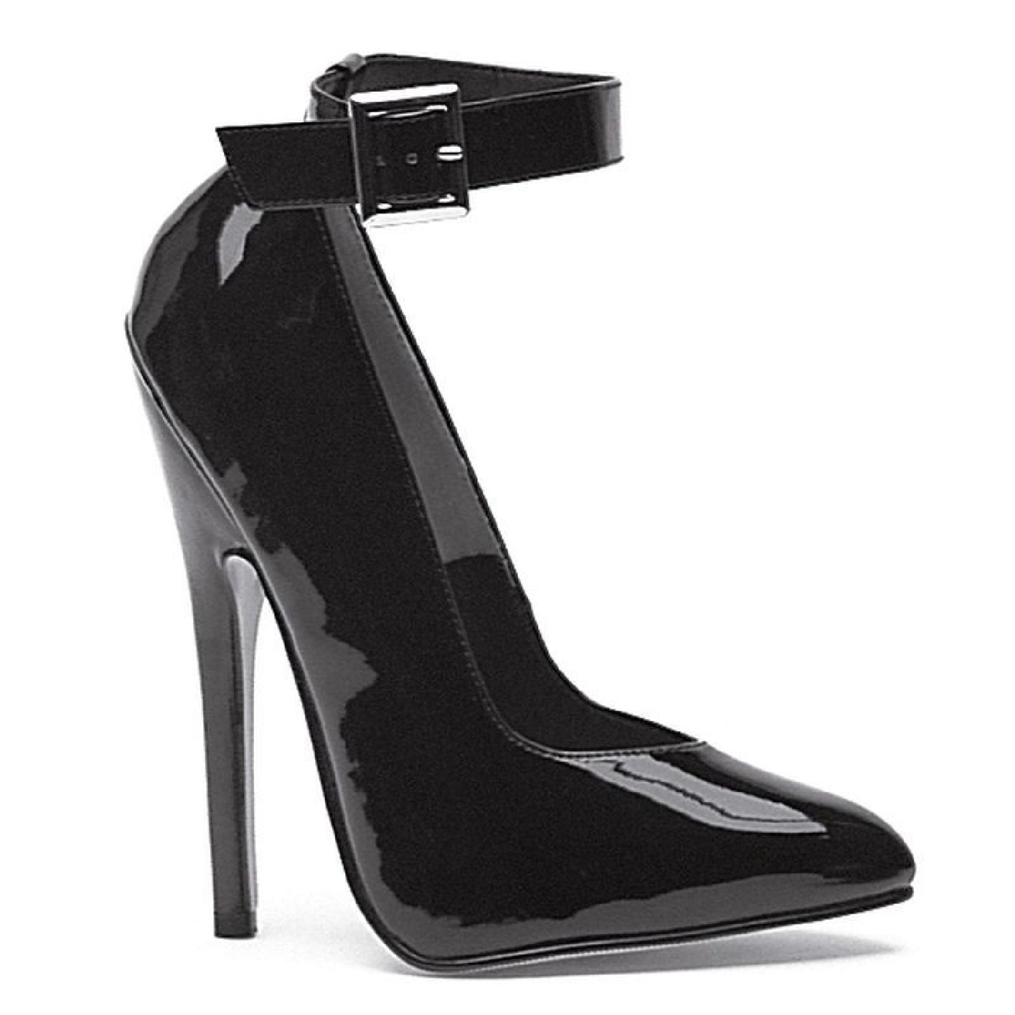 Fetish Pump w Ankle Strap Black 6in