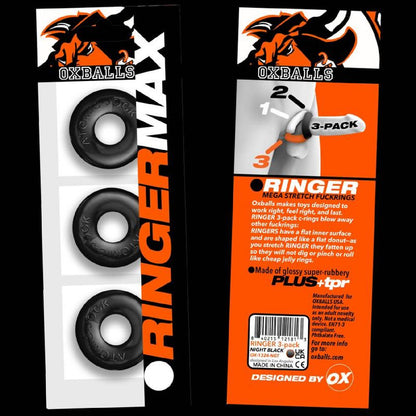 Ringer Max 3 Pc Cockring Set Black