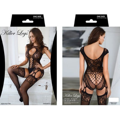 Lined in Mesh Fishnet Bodysuit Orange