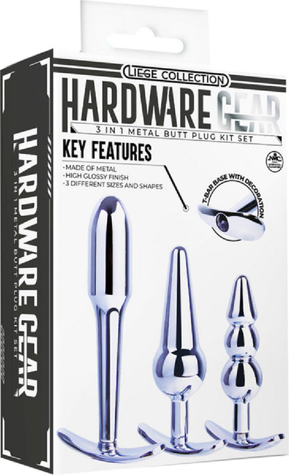 3 in 1 Metal Butt Plug Kit Set - cock rings Australia | sex swings Australia