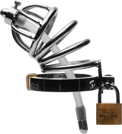 Stainless Steel Chastity Cage With Silicone Urethral Plug - sex toys online | sex kits sets Australia