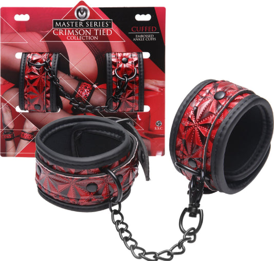 Crimson Tied Embossed Ankle Cuffs - Couple Sex Toys in Australia