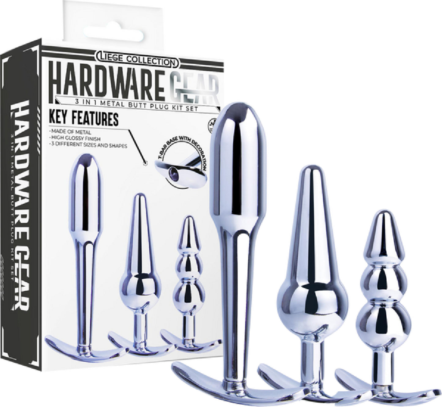 3 in 1 Metal Butt Plug Kit Set - cock rings Australia | sex swings Australia