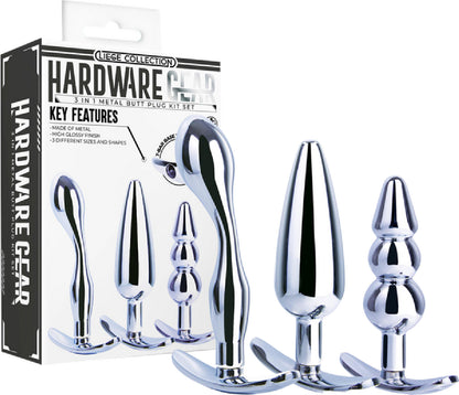 3 in 1 Metal Butt Plug Kit Set - Buy Sex Kits in Australia | fetish gear Australia