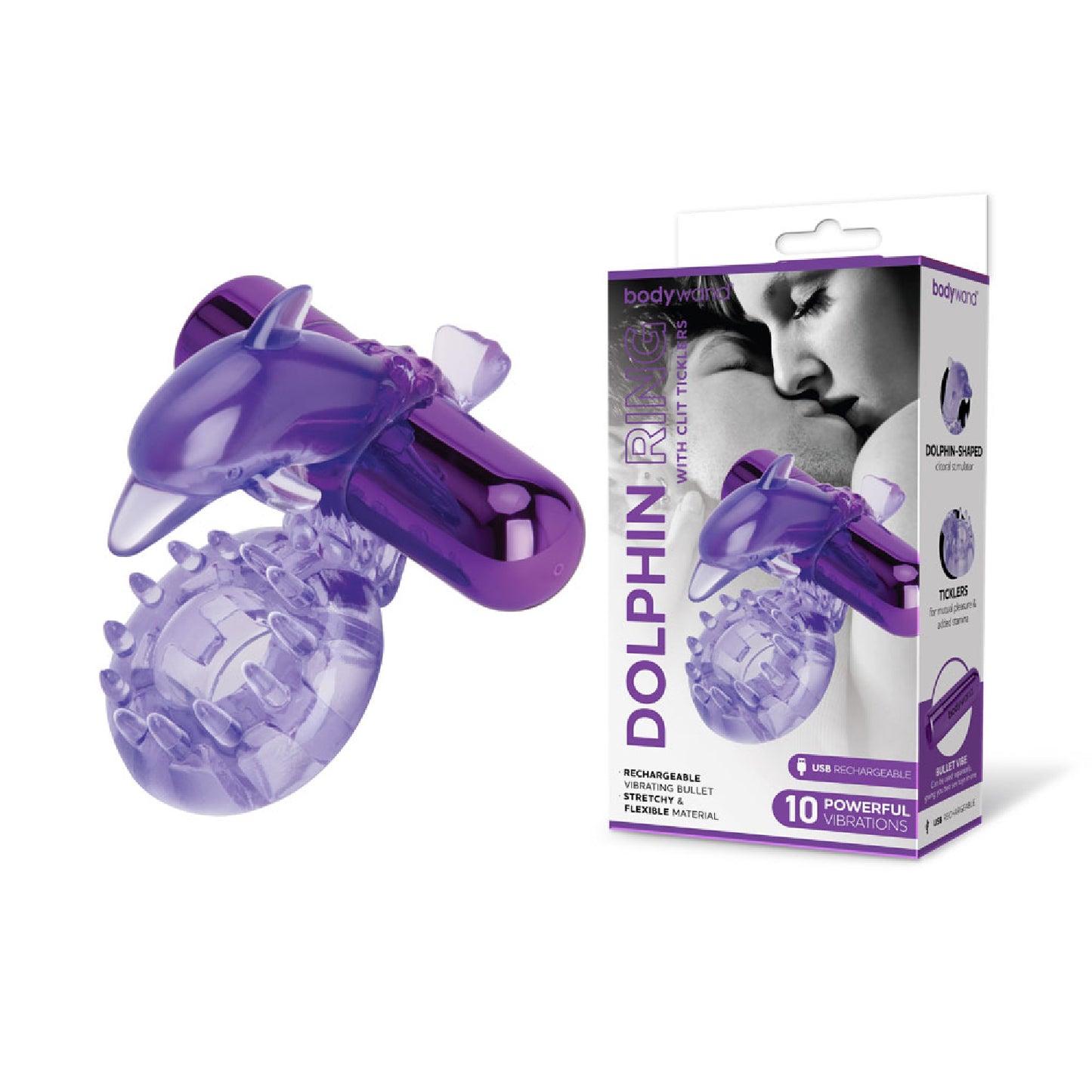Bodywand Rechargeable Dolphin Ring with Clit Ticklers - Strap Ons in Australia | vibrators Australia
