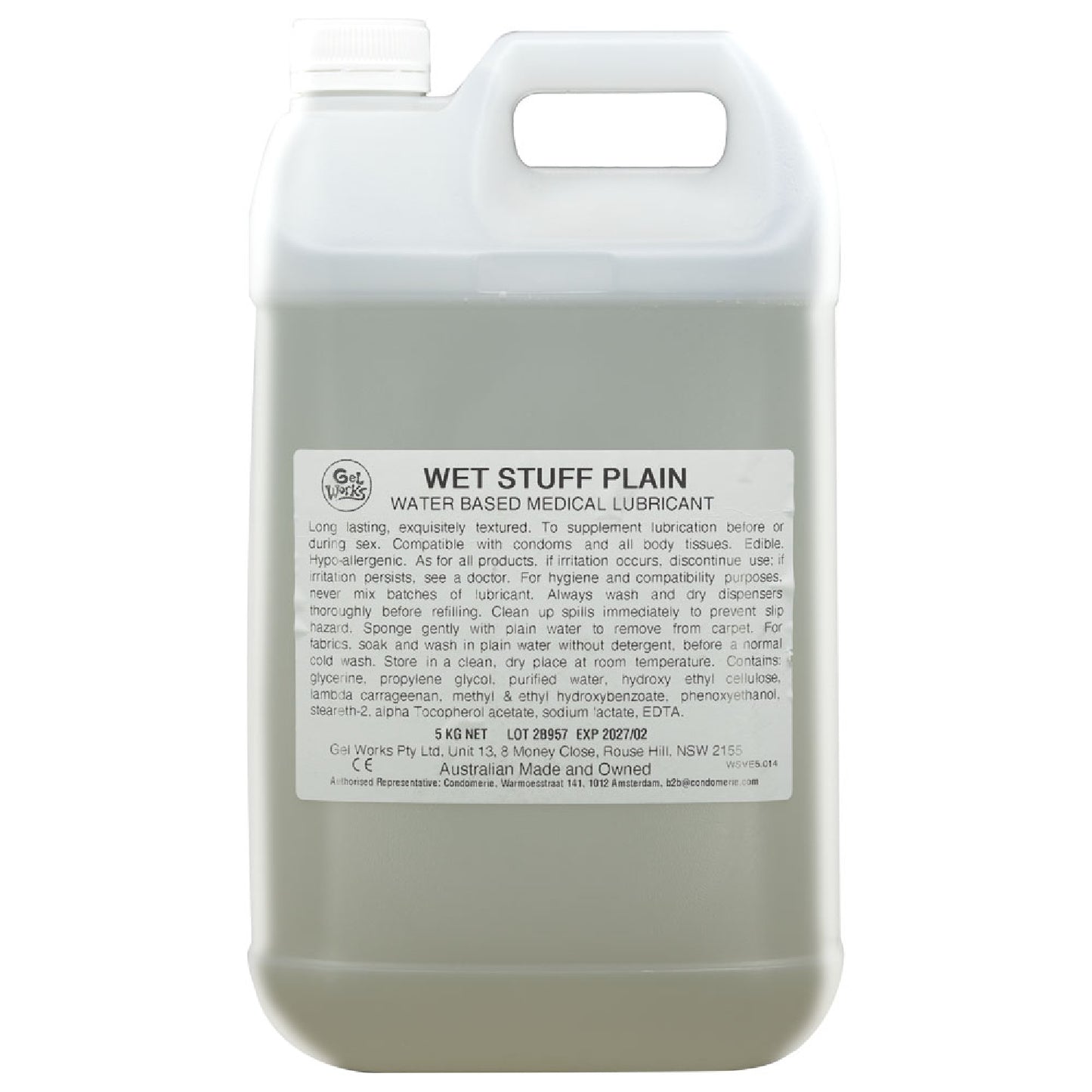 Wet Stuff Plain - 5kg Bottle - male masturbators Australia | bondage gear Australia