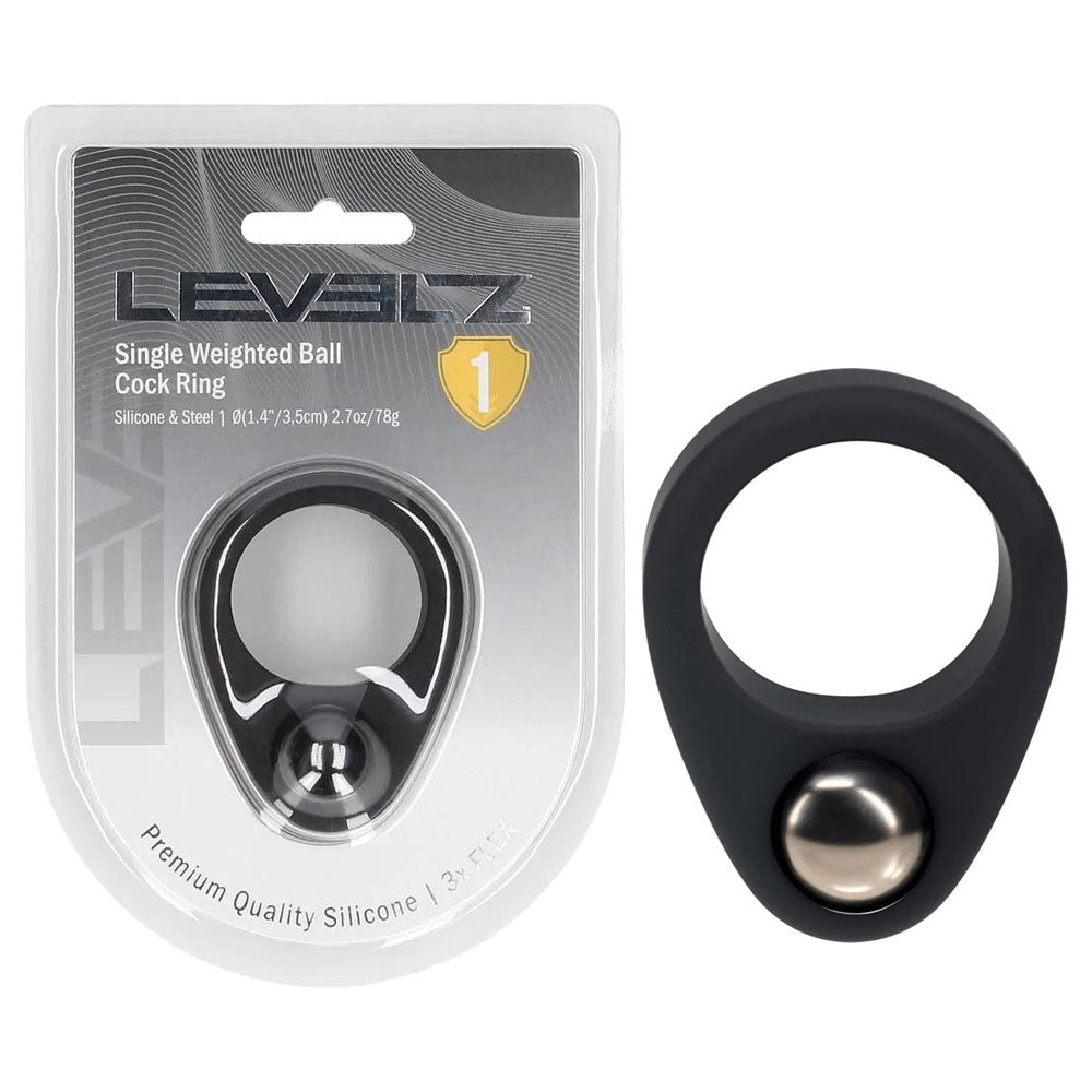 LEVELZ Single Weighted Ball Cock Ring - Black