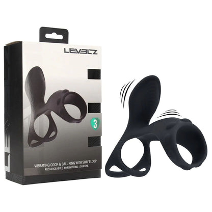 LEVELZ Vibrating Cock & Ball Ring with Shaft Loop