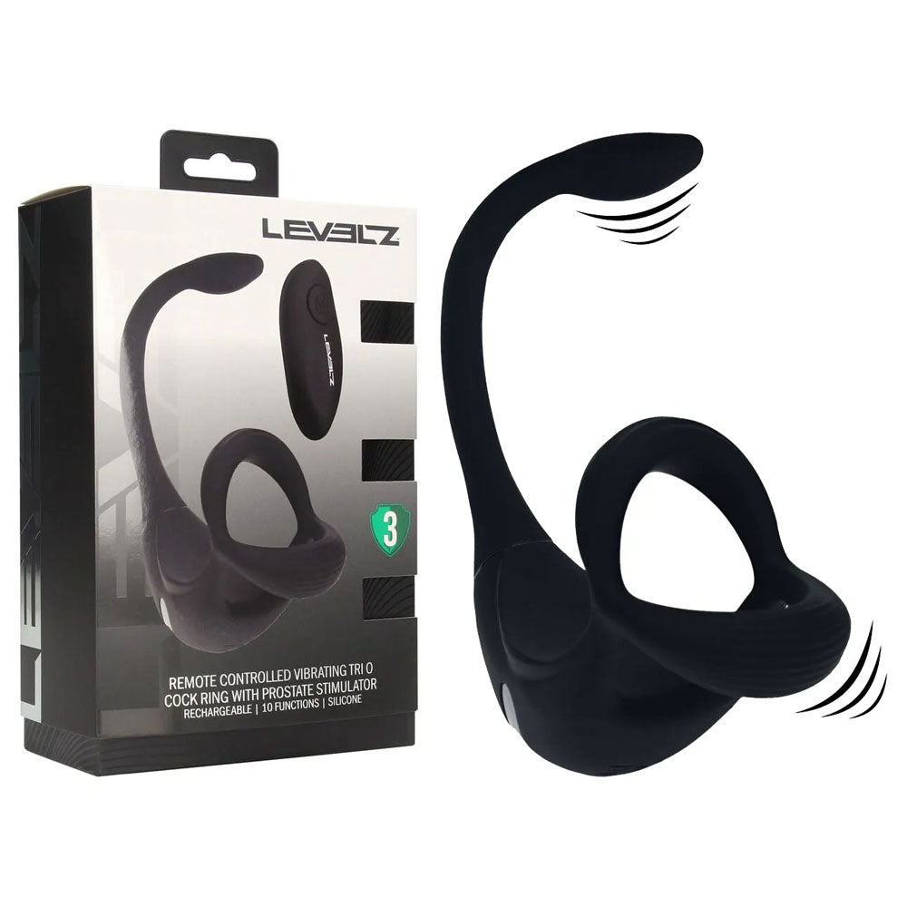 LEVELZ Remote Controlled Vibrating TriO Cock Ring with Prostate Stimulator