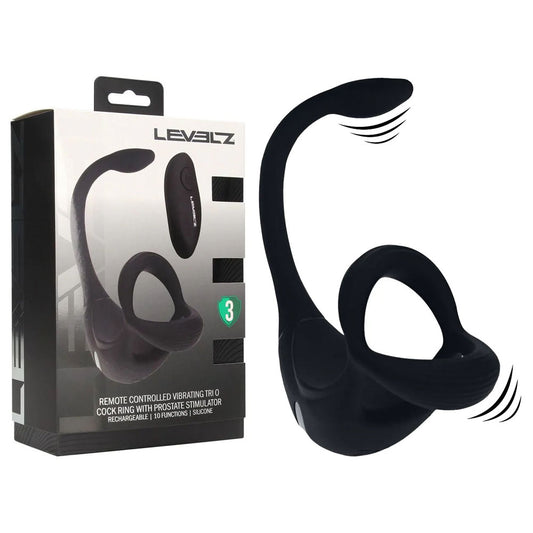 LEVELZ Remote Controlled Vibrating TriO Cock Ring with Prostate Stimulator