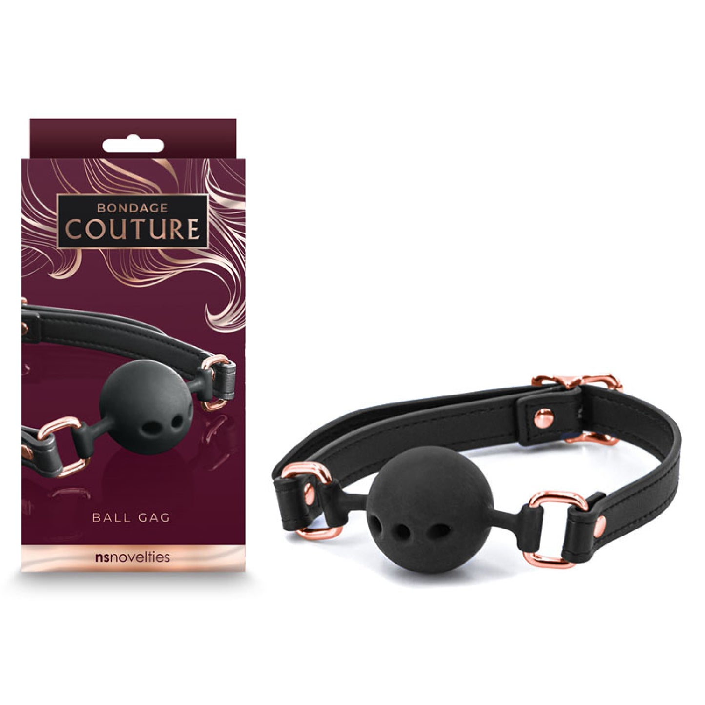 Bondage Couture Ball Gag  - Black - cock rings Australia | Buy Condoms Online in Australia