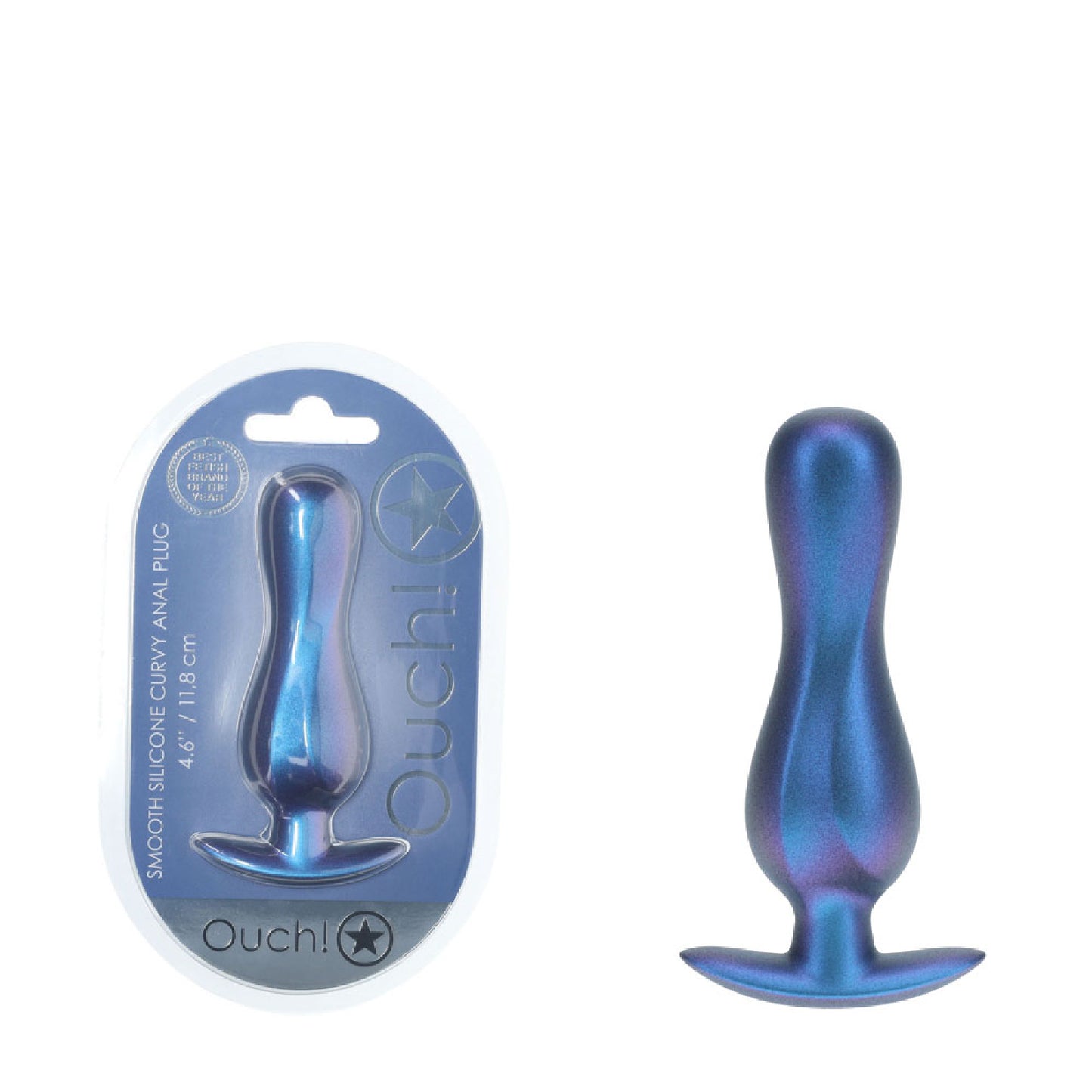 OUCH! Curvy Anal Plug - Metallic Blue - Buy Glass Sex Toys in Australia | Dildos in Australia