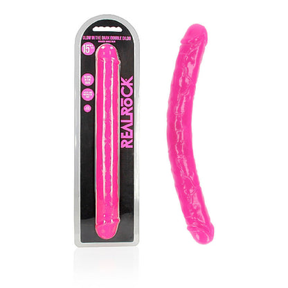 REALROCK 38 cm Double Dong Glow - Pink - sex lubes Australia | bondage gear Australia