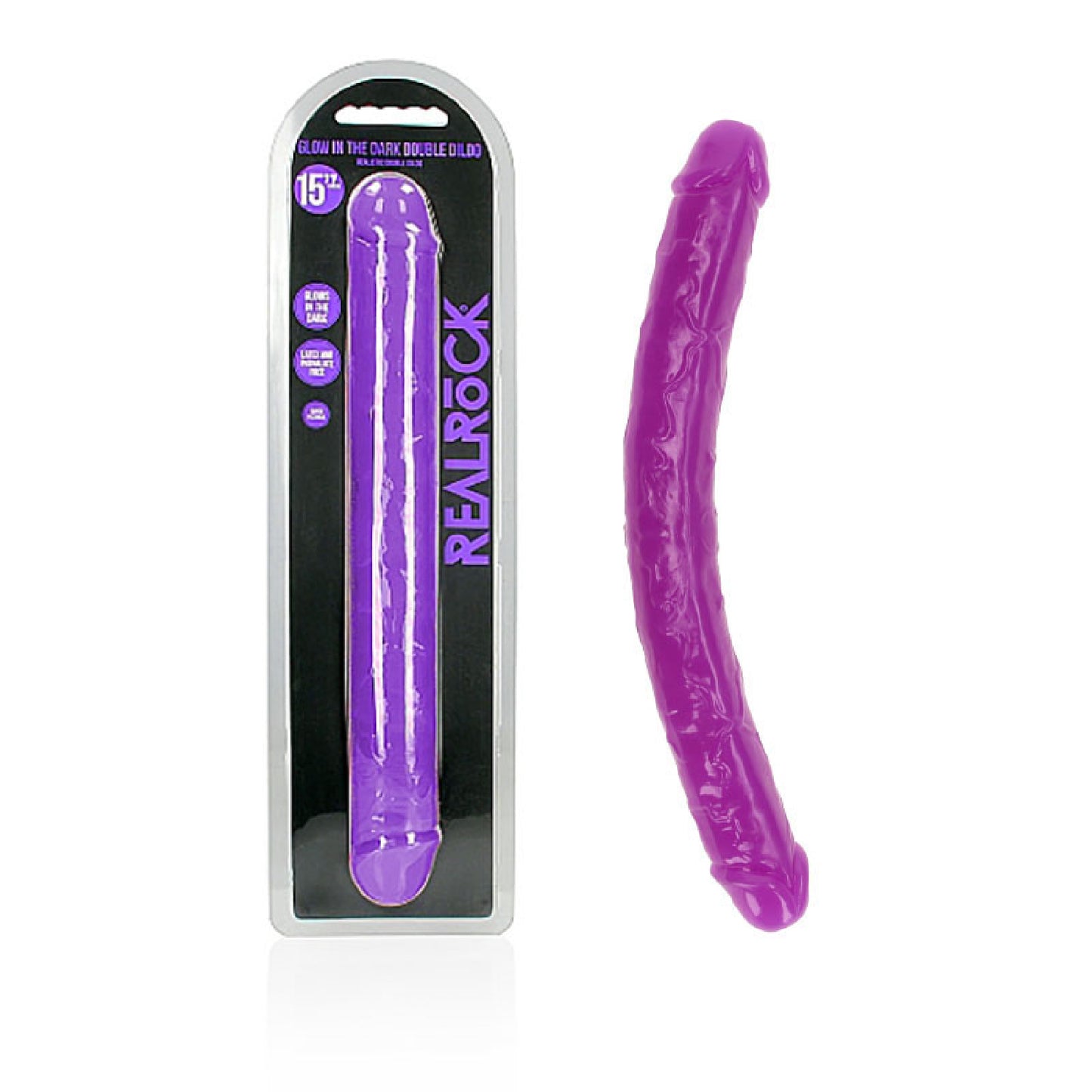 REALROCK 38 cm Double Dong Glow - Purple - female sex toys | sex lubes Australia