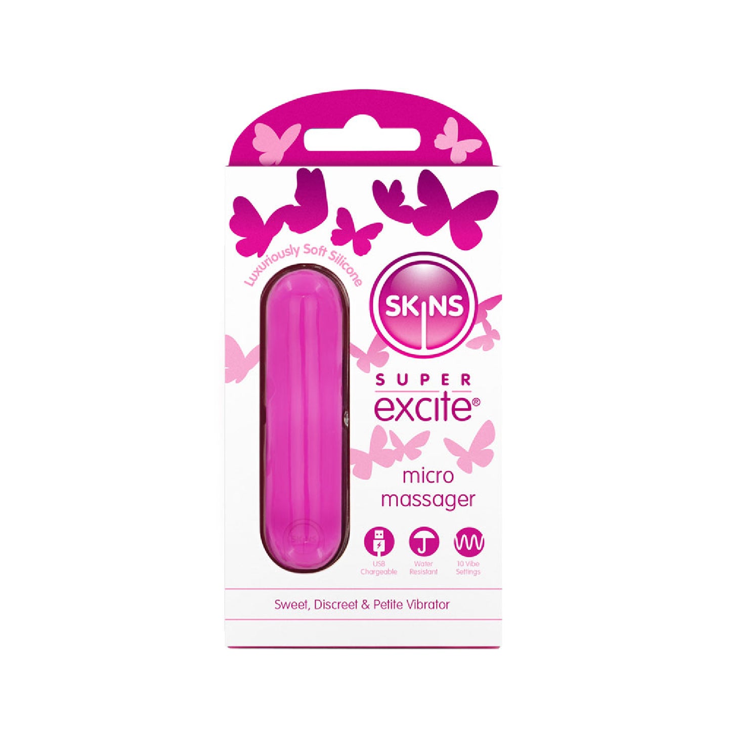 Skins Super Excite Rechargeable Pink Bullet - bullet vibrators Australia | cock rings Australia