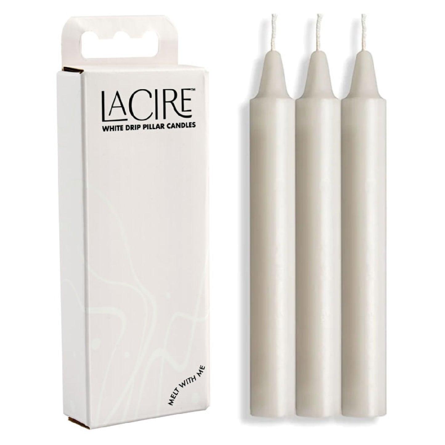 LaCire Drip Pillar Candles - White - penis pumps Australia | sex toys online