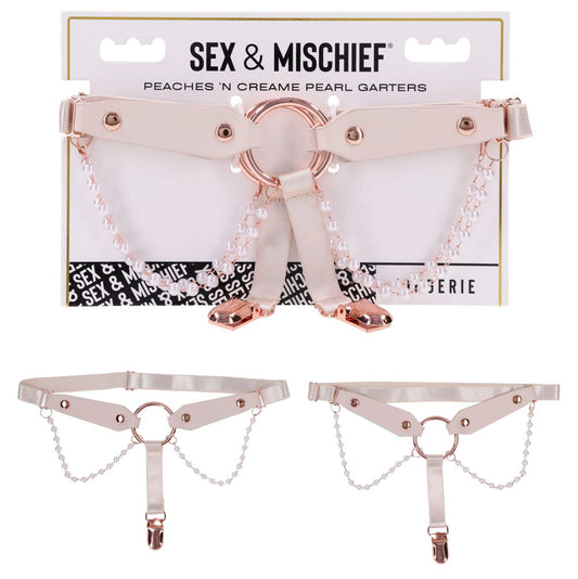 Sex & Mischief Peaches n CreaMe Pearl Garters