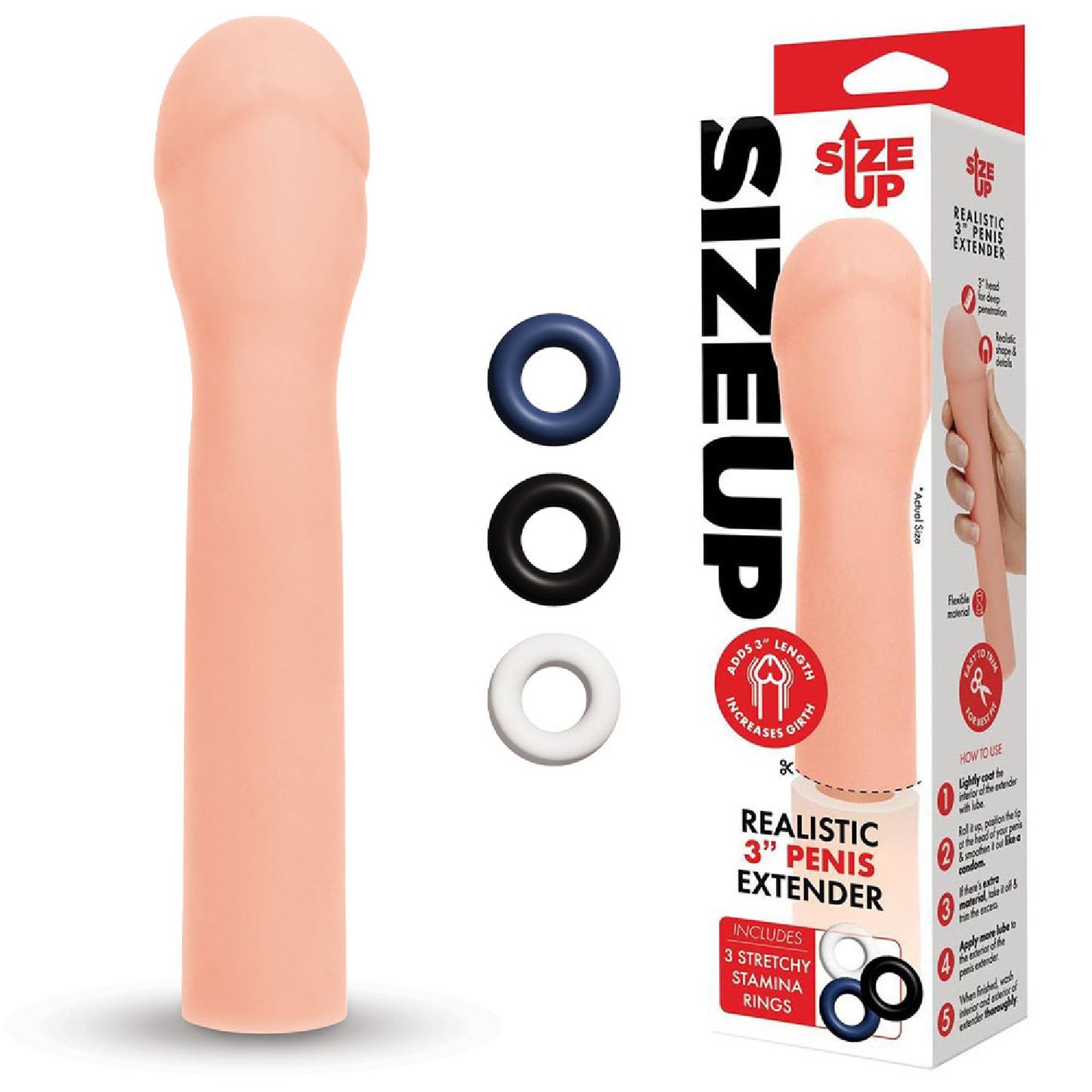 Size Up Realistic 3'' Penis Extender - Best Sex Lubes & Lotions in Australia | condoms online Australia