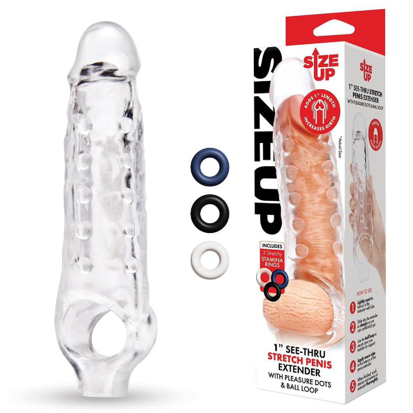 Size Up 1 Inch See-Thru Stretch Penis Extender - sex kits Australia | fetish gear Australia