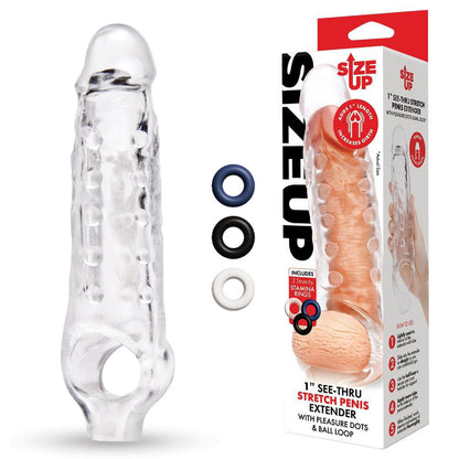 Size Up 1 Inch See-Thru Stretch Penis Extender - sex kits Australia | fetish gear Australia