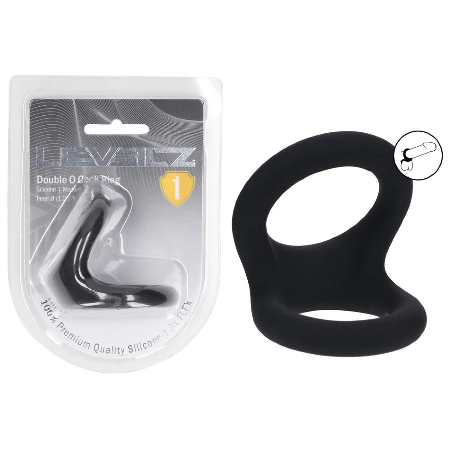 LEVELZ Double O Silicone Cock Ring - M - Black