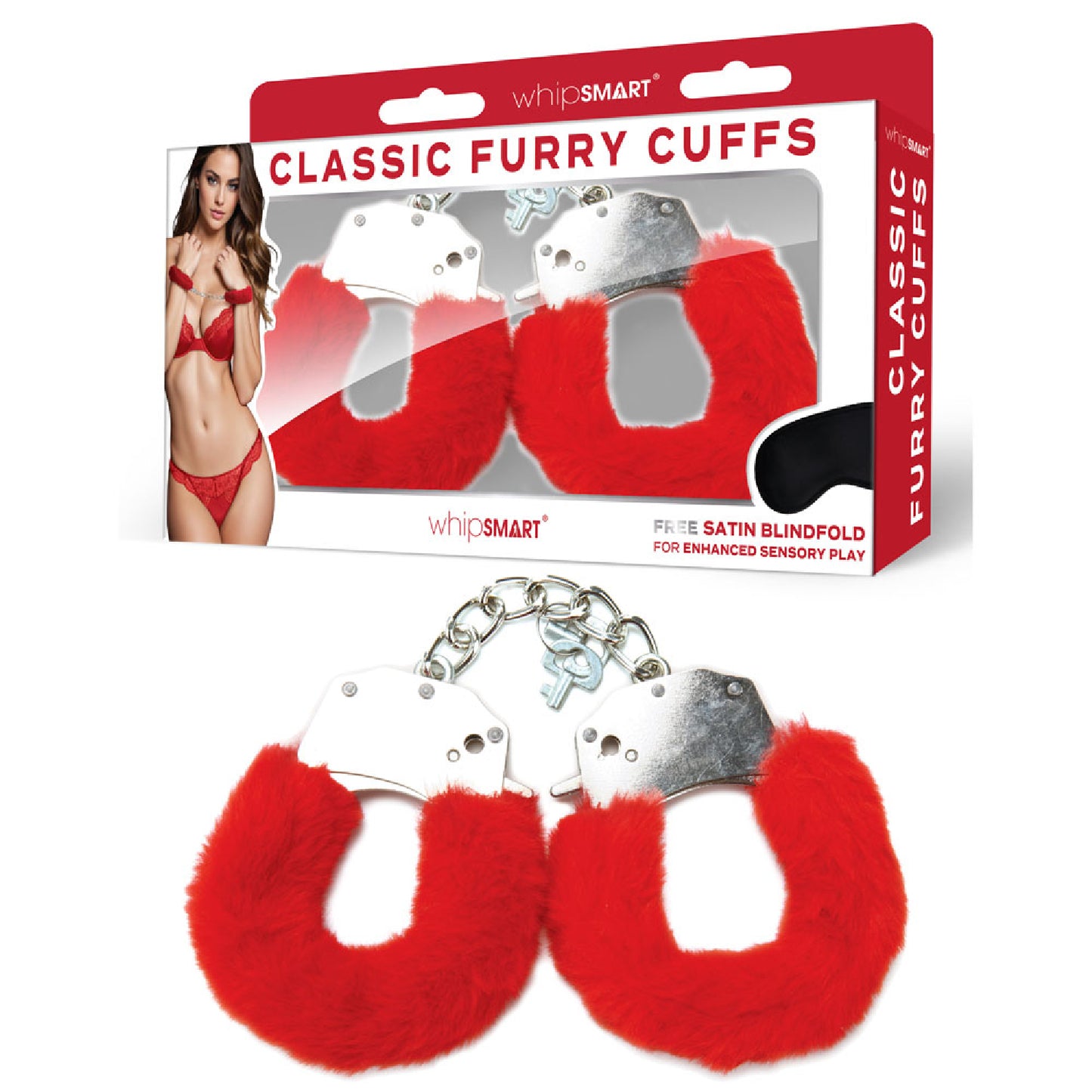 WhipSmart Classic Furry Cuffs - Red - cock rings Australia | bullet vibrators Australia