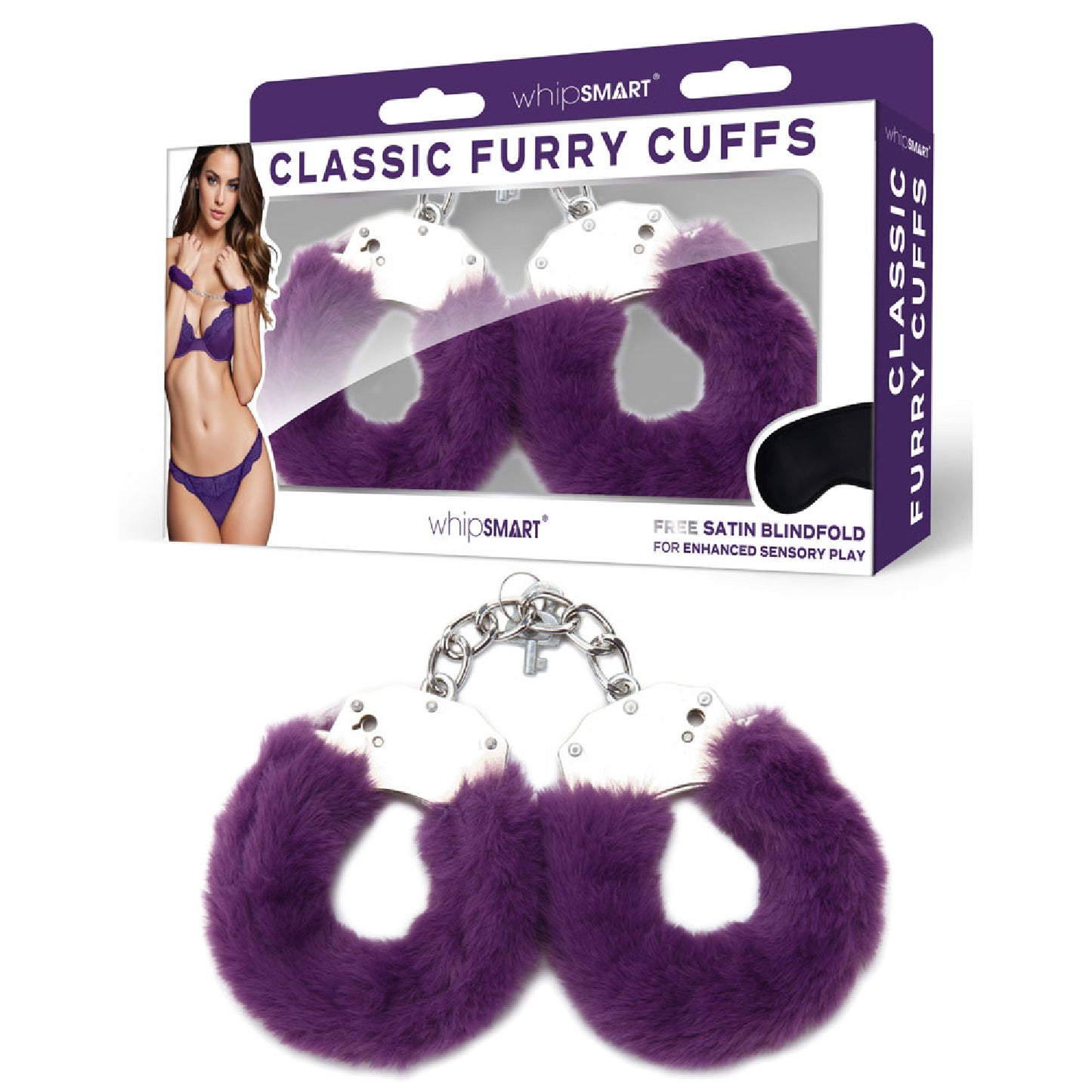 WhipSmart Classic Furry Cuffs - Purple - glass sex toys Australia | sex toys for couples Australia